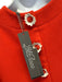 Lela Rose Size 4 Coral Red Wool Blend Flutter Sleeves Ornate buttons Dress Coral Red / 4