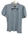 Tuckernuck Size M Light Blue Cotton Short Puff Sleeve Marled Quarter Button Top Light Blue / M