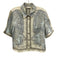 Tory Burch Size M/L Cream, Aqua Blue & Black Linen Short Sleeve Short Set Cream, Aqua Blue & Black / M/L