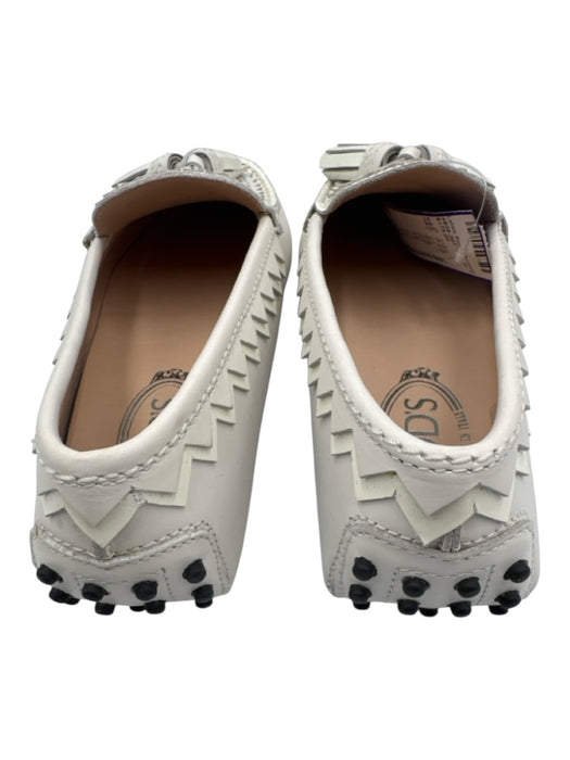 Tod's Shoe Size 37 White Leather Upper Patent Detail Zig Zag Slip On Loafers White / 37