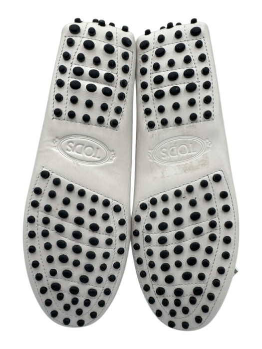 Tod's Shoe Size 37 White Leather Upper Patent Detail Zig Zag Slip On Loafers White / 37