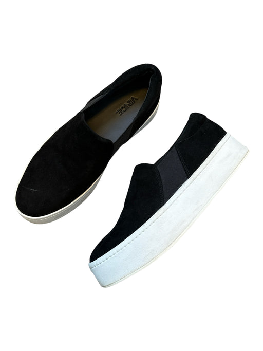 Vince Shoe Size 7 Black Suede Platform Slip On Elastic Side Panels Shoes Black / 7