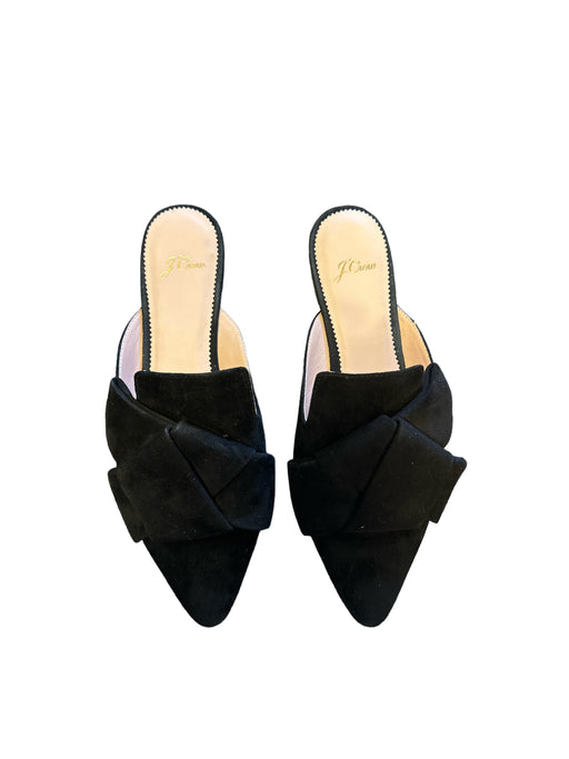 J. Crew Shoe Size 7 Black Suede Bow Pointed Toe Mules Black / 7
