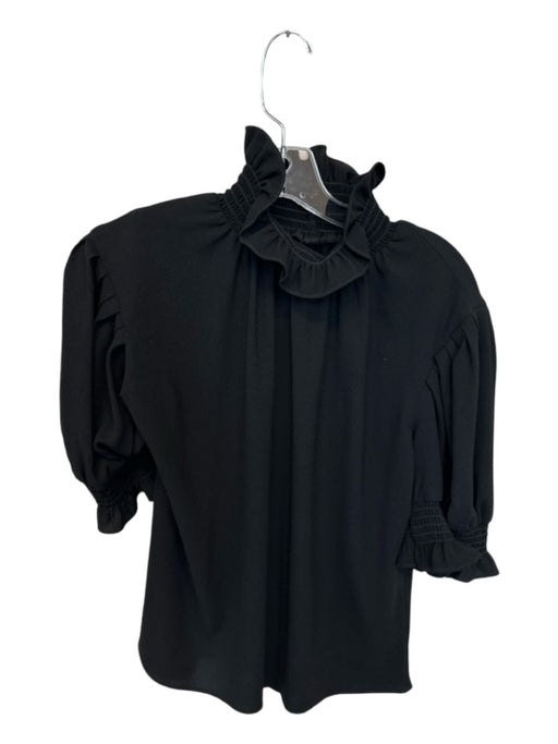 katharine kidd Size L Black Polyester Mock Neck Short Sleeve Top Black / L