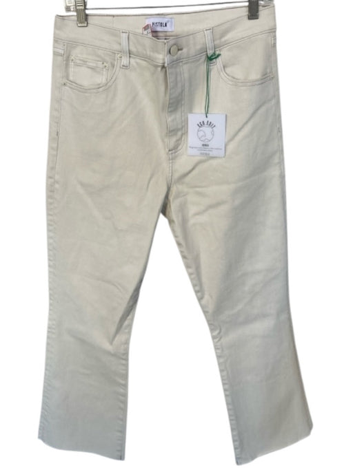 Pistola Size 30 Cream Cotton Blend High Waist Bootcut Raw Hem Jeans Cream / 30