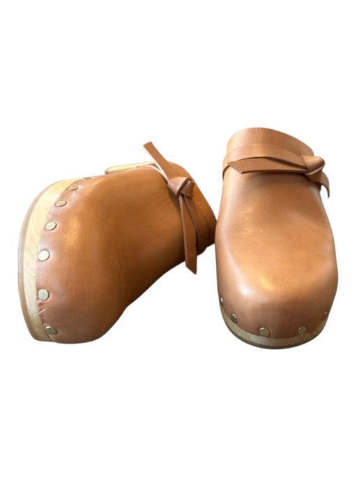 Loeffler Randall Shoe Size 7.5 Brown & Cream Leather Wood Bow Clogs Brown & Cream / 7.5