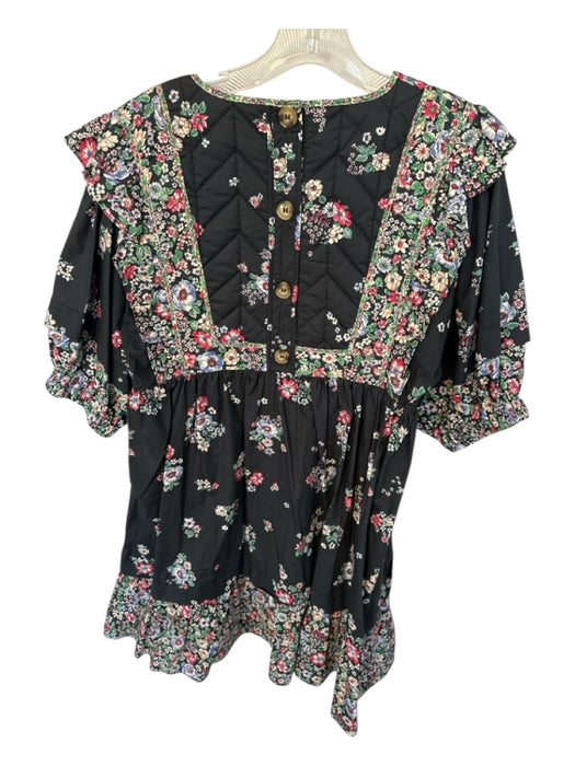 Hunter Bell Size L Black & Green Cotton Long Balloon Sleeve Quilted Dress Black & Green / L