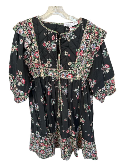 Hunter Bell Size L Black & Green Cotton Long Balloon Sleeve Quilted Dress Black & Green / L