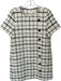 Mestiza New York Size 8 Cream & Black Cotton Short Sleeve Tweed Grid Dress Cream & Black / 8