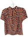 Marie Oliver Size M Peach & Black Silk Cap Sleeve dots Ruffle collar V Neck Top Peach & Black / M