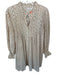 Doen Size L Tan & Green Cotton Long Balloon Sleeve Pleat Detail Flowers Dress Tan & Green / L