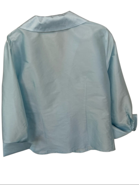Connie Roberson Size S Sky Blue Polyester & Silk Collar Button 3/4 Sleeve Top Sky Blue / S