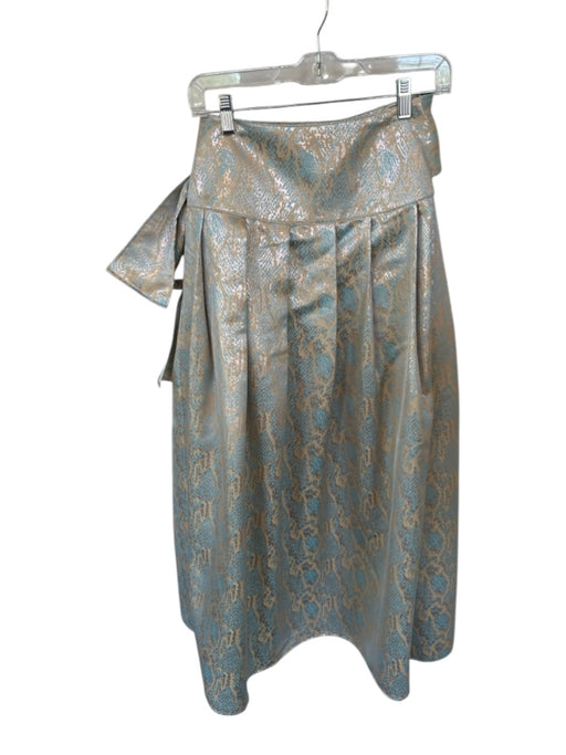 Connie Roberson Size Est S Blue & Copper Polyester & Metallic Shimmer Wrap Skirt Blue & Copper / Est S