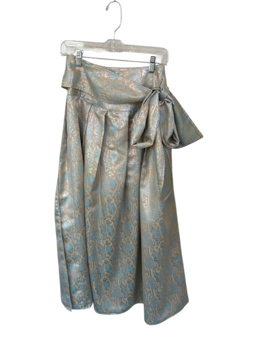 Connie Roberson Size Est S Blue & Copper Polyester & Metallic Shimmer Wrap Skirt Blue & Copper / Est S