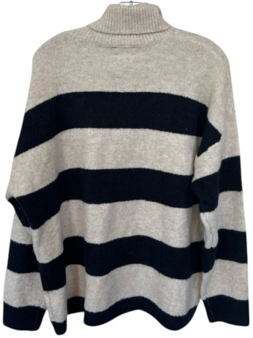 Line Size S Cream & Navy Acrylic Blend Striped Turtle Neck Color Block Sweater Cream & Navy / S
