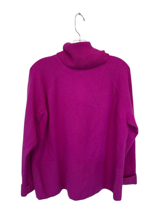 Athleta Size M Magenta Wool Blend Turtle Neck Long Sleeve Ribbed Detail Sweater Magenta / M