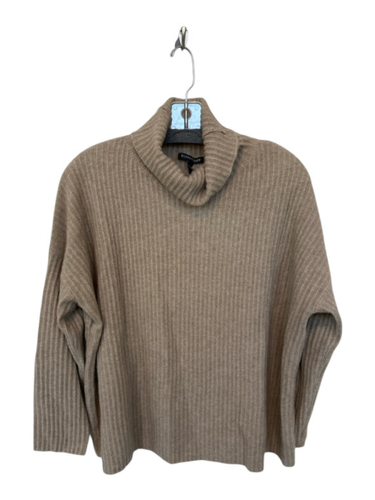 Eileen Fisher Size S Taupe Cashmere Turtle Neck Ribbed Long Sleeve Sweater Taupe / S