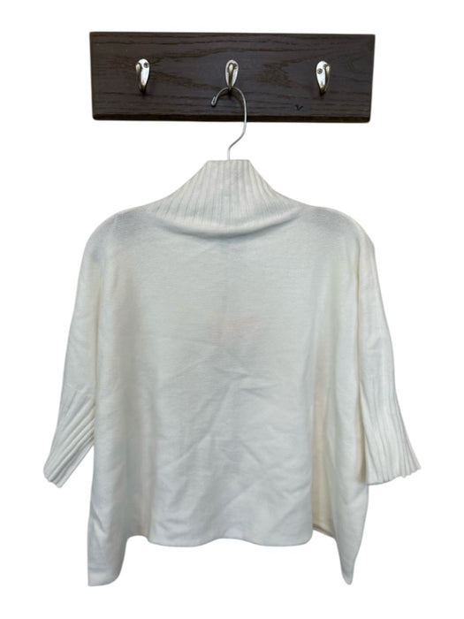Rain + Rose Size M Ivory Viscose & Polyester Turtle Neck Half Sleeve Sweater Ivory / M