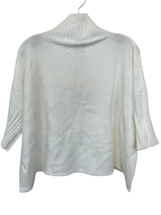 Rain + Rose Size M Ivory Viscose & Polyester Turtle Neck Half Sleeve Sweater Ivory / M
