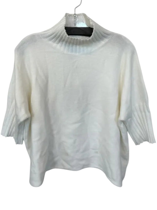 Rain + Rose Size M Ivory Viscose & Polyester Turtle Neck Half Sleeve Sweater Ivory / M