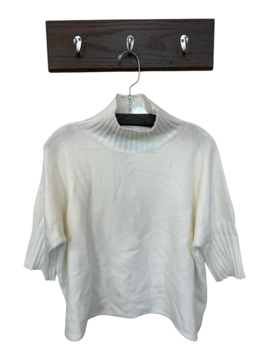 Rain + Rose Size M Ivory Viscose & Polyester Turtle Neck Half Sleeve Sweater Ivory / M