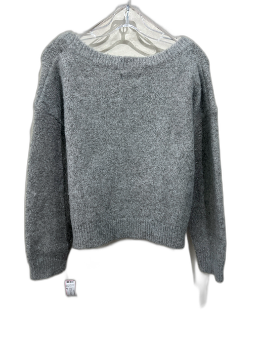 Maeve Size S Gray & Black Nylon Bow Wide Neck Long Sleeve Sweater Gray & Black / S