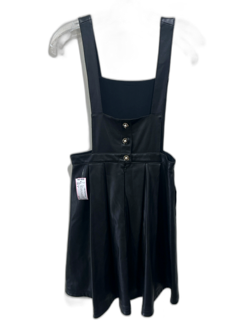 Maeve Size 4 Black Polyester Faux Leather Pleated Detail Open Side Dress Black / 4