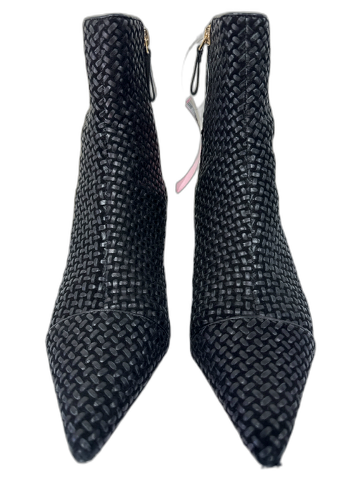 Alexandre Birman Shoe Size 39 Black Leather Woven Detail Side Zip Booties Black / 39