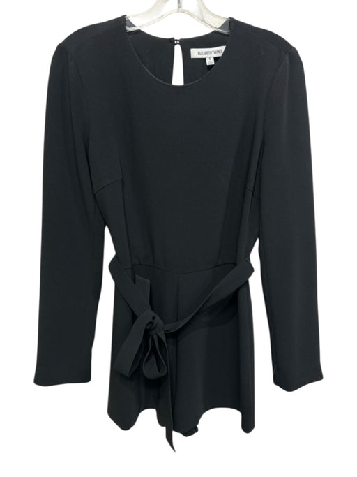 Elizabeth & James Size 6 Black Triacetate Blend Long Sleeve Keyhole Back Romper Black / 6