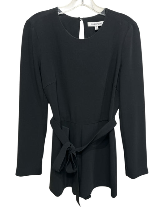 Elizabeth & James Size 6 Black Triacetate Blend Long Sleeve Keyhole Back Romper Black / 6