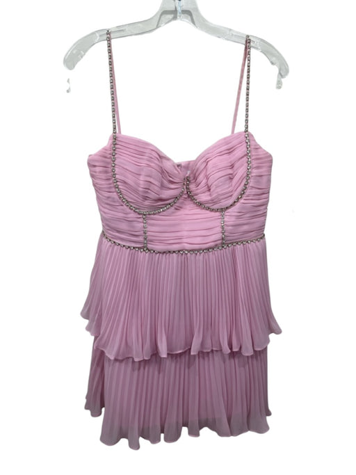 Self-Portrait Size 8 Light Pink Polyester Rhinestone trim Spaghetti Strap Dress Light Pink / 8