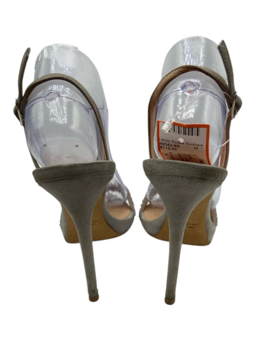 Giuseppe Zanotti Design Shoe Size 39 Gray Leather Upper Rhinestone Sandals Gray / 39