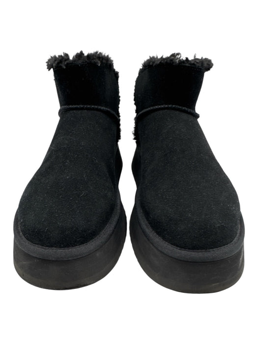 KoolaBurra Shoe Size 9 Black Leather Upper Suede Ankle Platform Booties Black / 9