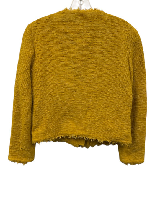 Massimo Dutti Size 8 Marigold Yellow Cotton Blend Tweed Snap Button Zip Jacket Marigold Yellow / 8
