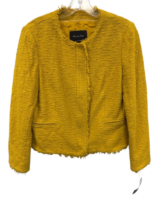 Massimo Dutti Size 8 Marigold Yellow Cotton Blend Tweed Snap Button Zip Jacket Marigold Yellow / 8