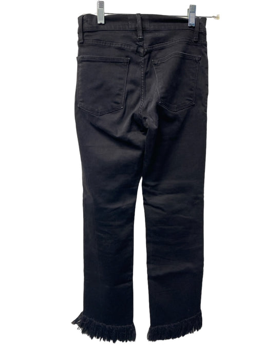 Frame Size 24 Black Cotton Blend High Waist Frayed Hem Straight Jeans Black / 24
