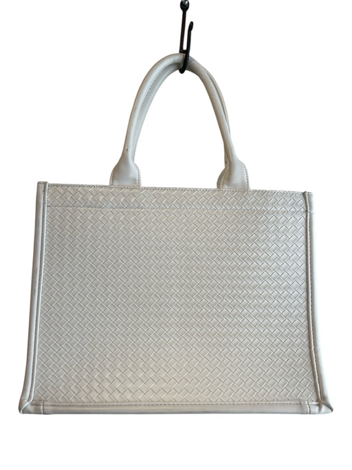 No Brand White PVC Faux Leather Woven Bee Applique Tote Bag White