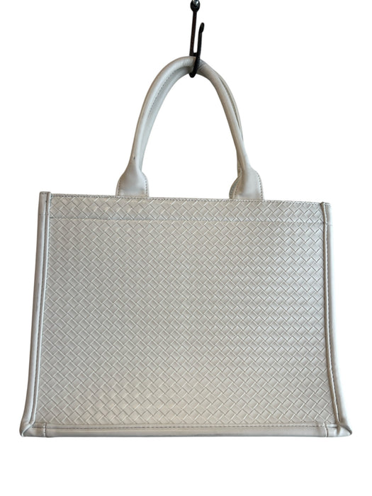 No Brand White PVC Faux Leather Woven Bee Applique Tote Bag White