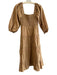 Lost + Wander Size XS Brown 100% Cotton Floral Eyelet Square Neck Dress Brown / XS