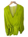 Azeeza Size Est S Lime Green Silk Long Balloon Sleeve Mesh Back Dress Lime Green / Est S