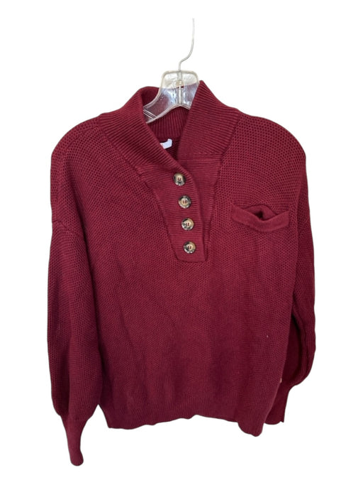 Lunya Size XS/S Maroon Organic Cotton Blend Knit Buttons Sweater Maroon / XS/S