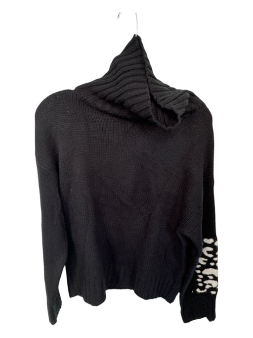 Esqualo Size XS Black & White Acrylic Turtle Neck Animal Print Detail Sweater Black & White / XS