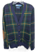Polo Size M Navy & Green Wool Plaid Cardigan Men's Sweater Navy & Green / M