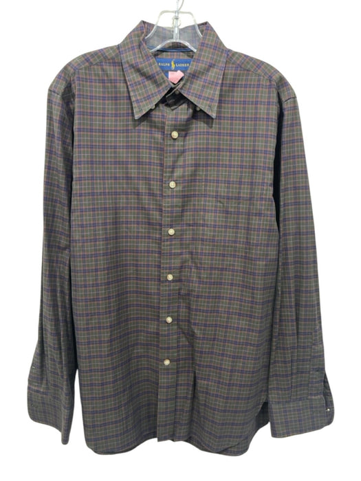 Ralph Lauren Size M Green & Tan Cotton Plaid Button Up Men's Long Sleeve Shirt Green & Tan / M