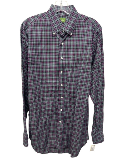 Sid Mashburn Size M Purple & Green Cotton Plaid Button Up Long Sleeve Shirt Purple & Green / M
