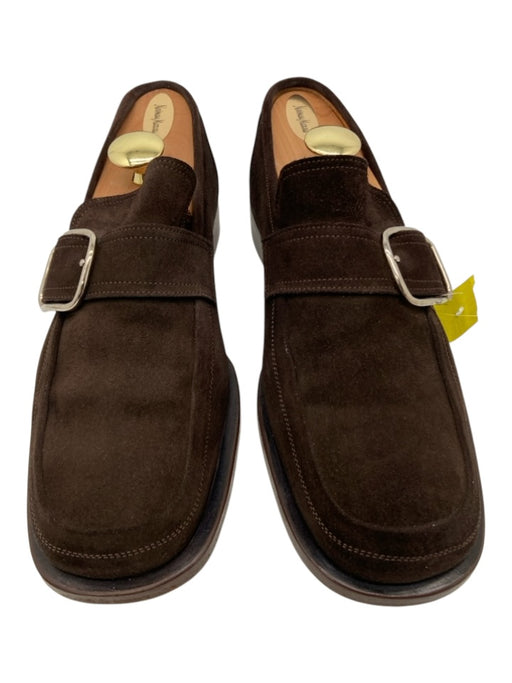 Hermes Shoe Size 42 Dark Brown Suede Solid Dress Single Buckle Men's Shoes Dark Brown / 42