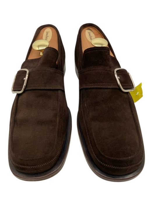 Hermes Shoe Size 42 Dark Brown Suede Solid Dress Single Buckle Men's Shoes Dark Brown / 42