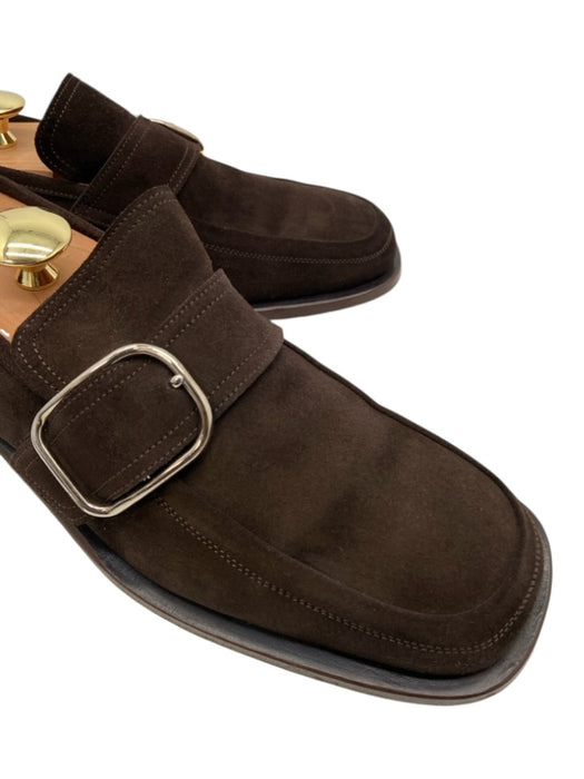 Hermes Shoe Size 42 Dark Brown Suede Solid Dress Single Buckle Men's Shoes Dark Brown / 42