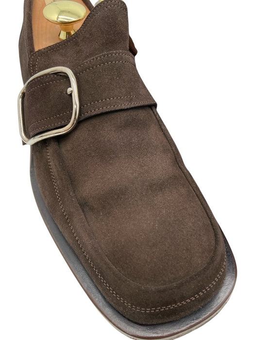 Hermes Shoe Size 42 Dark Brown Suede Solid Dress Single Buckle Men's Shoes Dark Brown / 42
