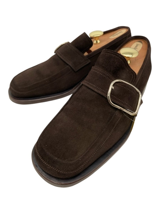 Hermes Shoe Size 42 Dark Brown Suede Solid Dress Single Buckle Men's Shoes Dark Brown / 42